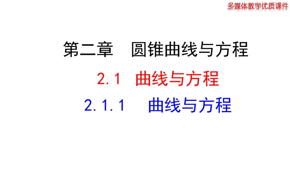 高二数学人教A版选修2-1课件：2.1.1 曲线与方程（共20张ppt） .ppt
