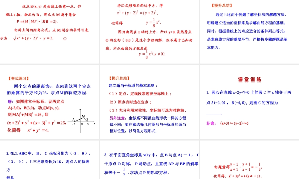 高二数学人教A版选修2-1课件：2.1.2 求曲线的方程（共25张ppt） .ppt