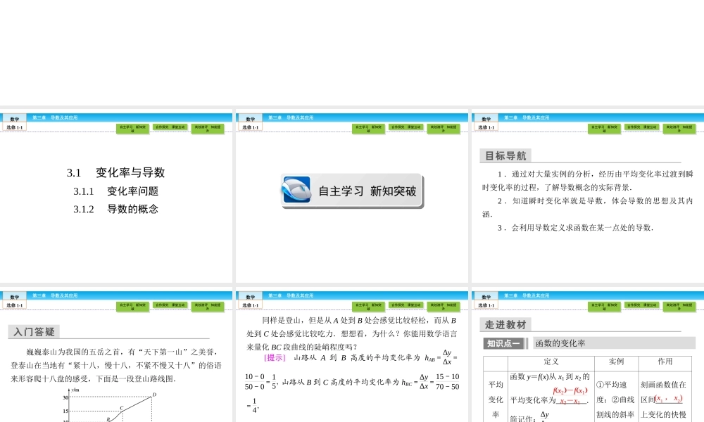 （人教版）高中数学选修1-1课件：第3章 导数及其应用3.1.1、2 .ppt