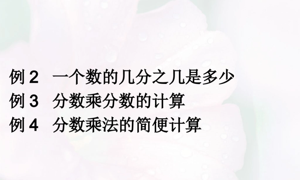 1.2例2 一个数的几分之几是多少例3 分数乘分数的计算例4 分数乘法的简便计算.ppt