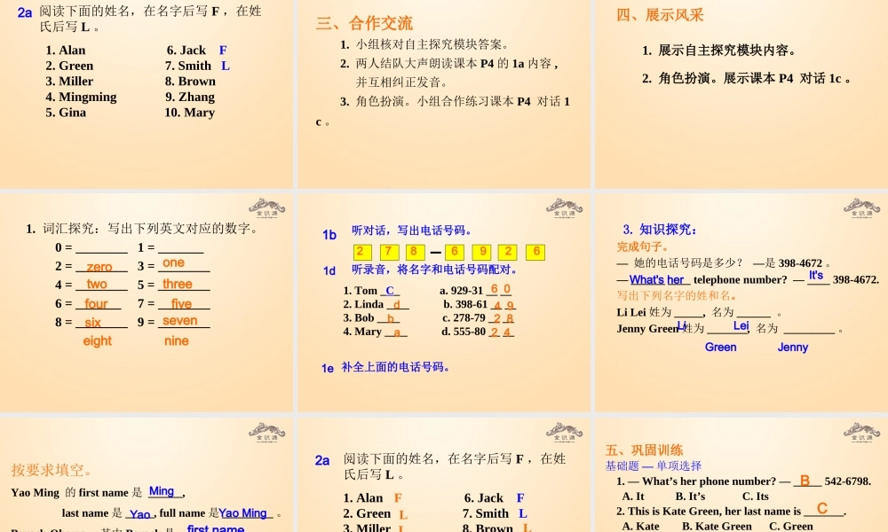 1【金识源】Unit 1 My name’s Gina（第3课时）课件.ppt