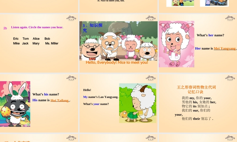 1【金识源】Unit 1 My name’s Gina（第1课时）课件.ppt