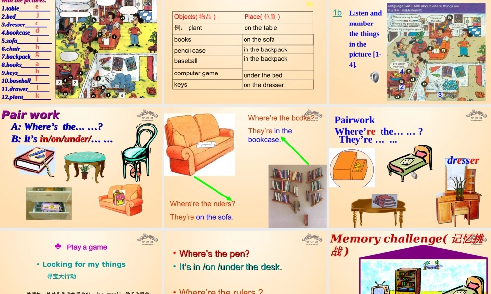 1【金识源】Unit 4 Where’s my schoolbag？（第1课时）课件.ppt