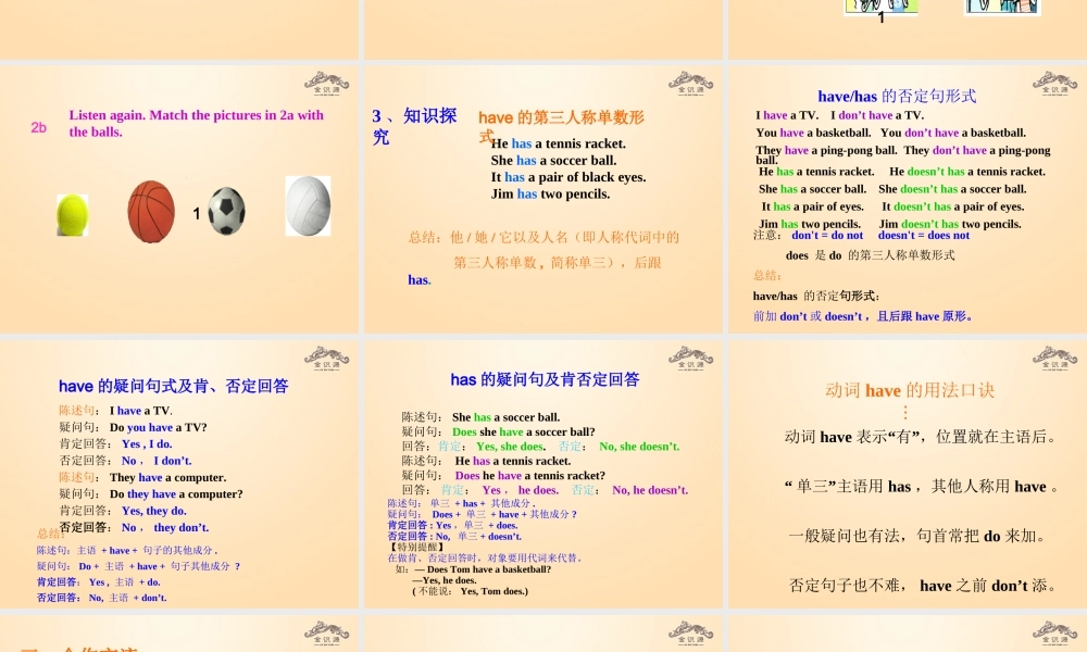 1【金识源】Unit 5 Do you have a soccer ball？（第1课时）课件.ppt