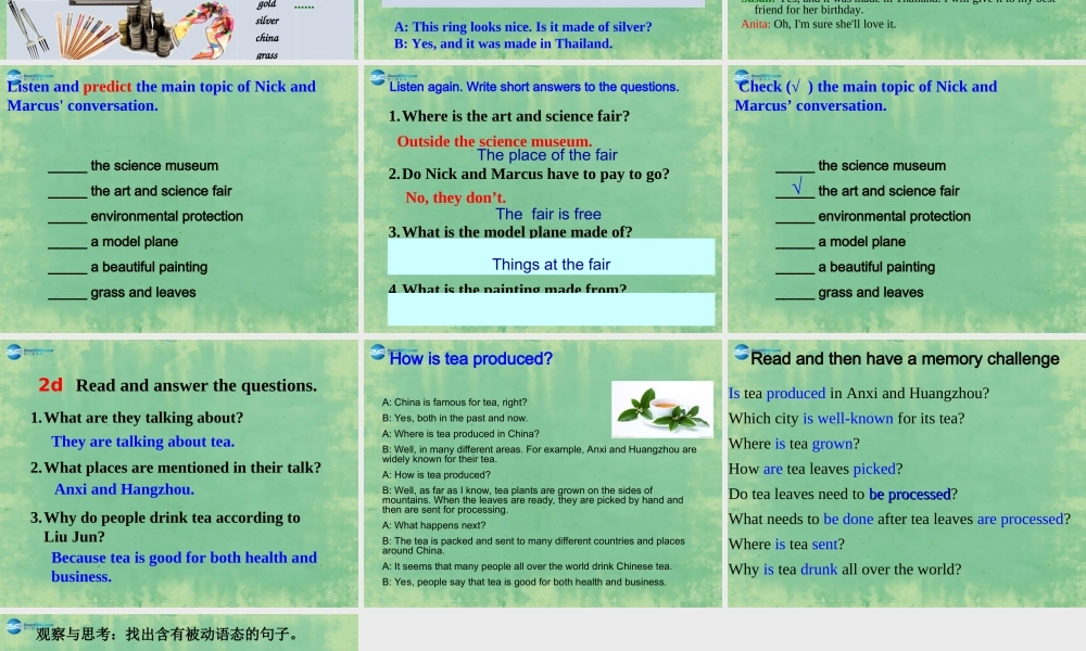 2014秋九年级英语全册 Unit 5 What are the shirts made of？Section A（1a-2d）课件.ppt