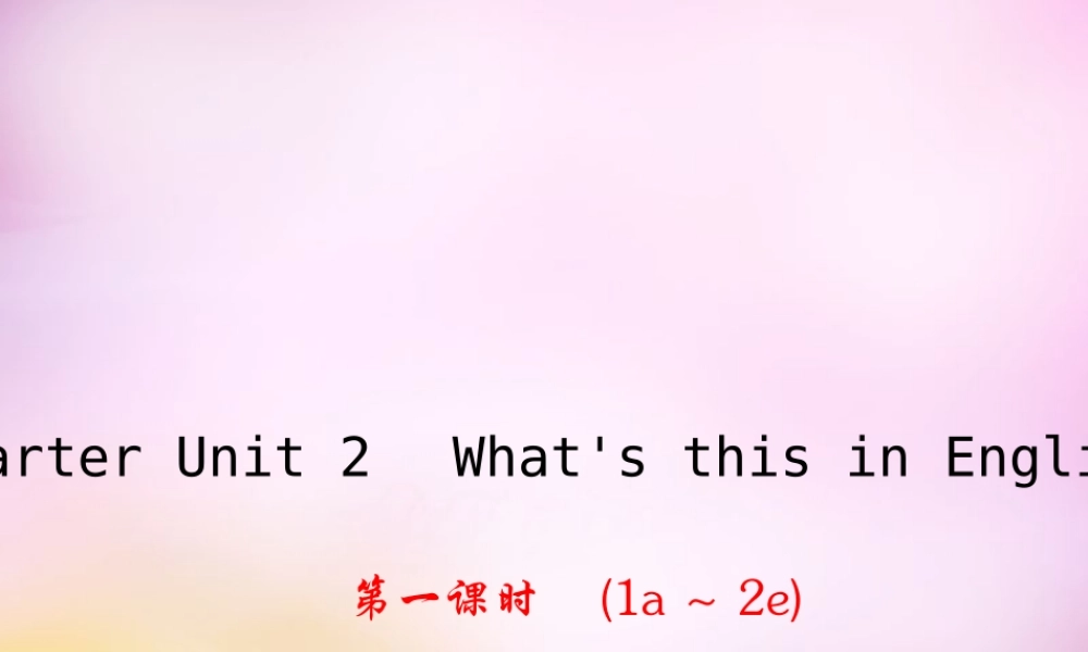 2【练闯考】Starter Unit 2 What’s this in English课件1.ppt