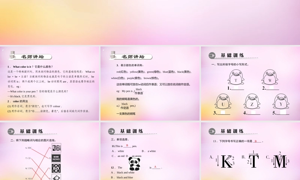 2【练闯考】Starter Unit 3 What color is it课件1.ppt