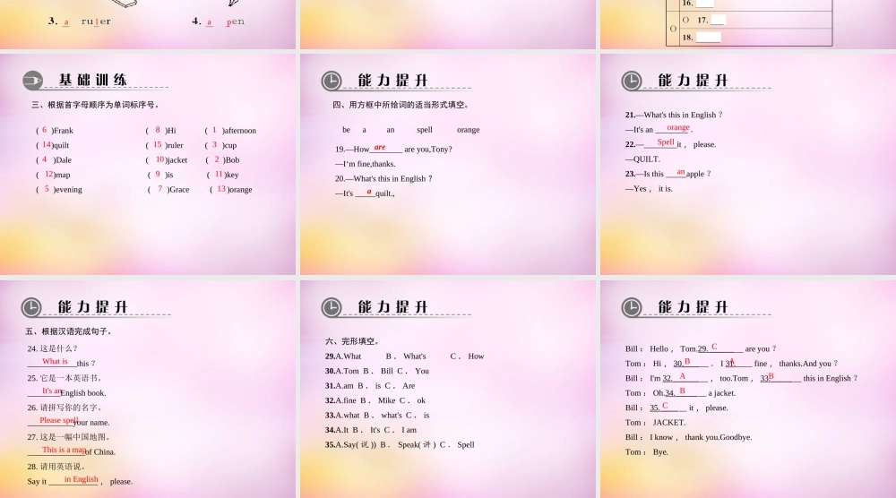 2【练闯考】Starter Unit 2 What’s this in English课件2.ppt