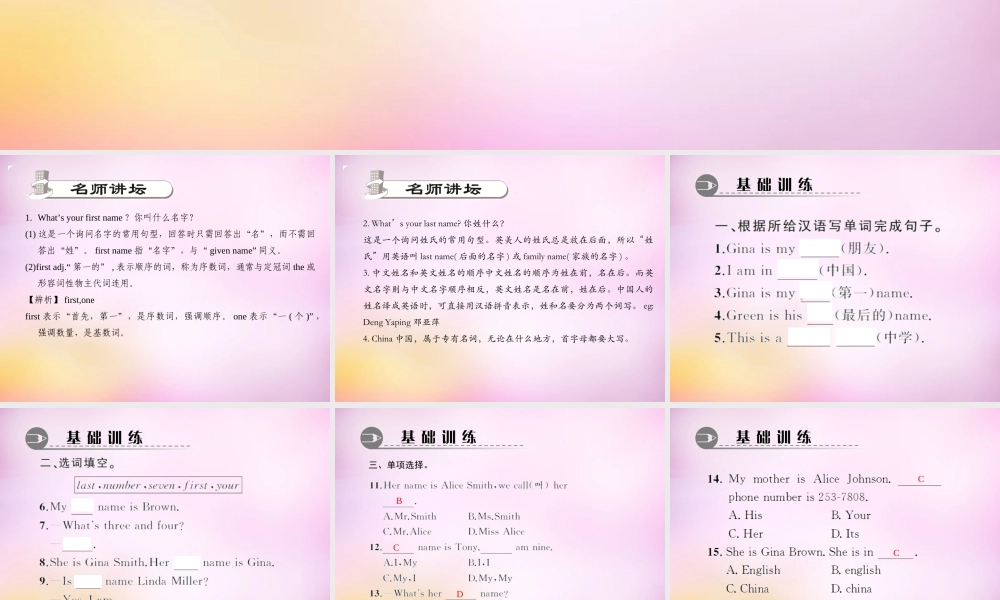 2【练闯考】Unit 1 My name's Gina（第5课时）Section B（2a-3b）课件.ppt