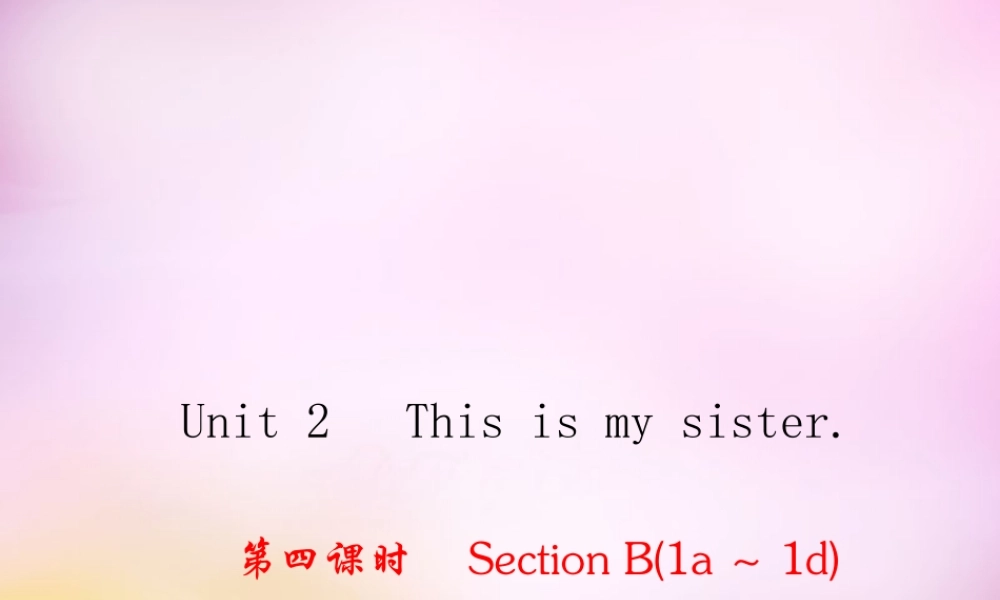 2【练闯考】Unit 2 This is my sister（第4课时）Section B（1a-1d）课件.ppt