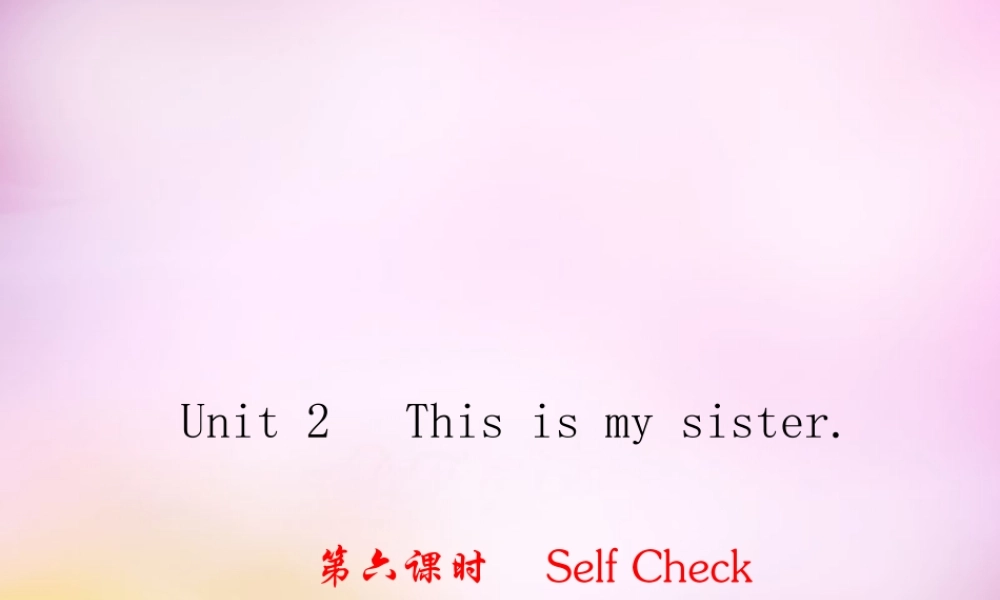 2【练闯考】Unit 2 This is my sister（第6课时）Self Check课件.ppt