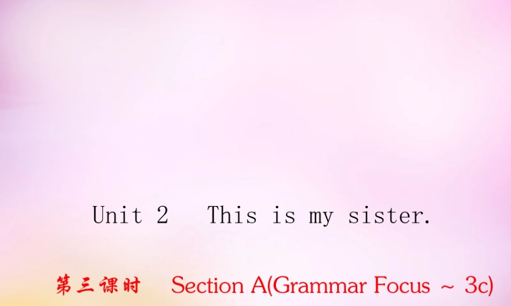 2【练闯考】Unit 2 This is my sister（第3课时）Section A（Grammar Focus-3c）课件.ppt