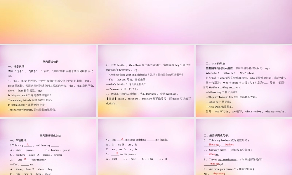 2【练闯考】Unit 2 This is my sister（第3课时）Section A（Grammar Focus-3c）课件.ppt