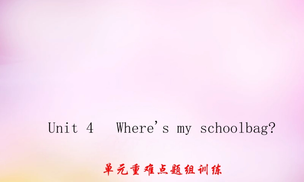2【练闯考】Unit 4 Where's my schoolbag重难点题组训练课件.ppt