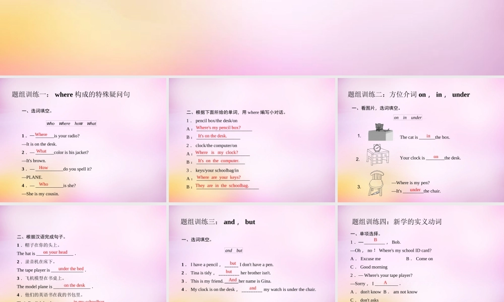 2【练闯考】Unit 4 Where's my schoolbag重难点题组训练课件.ppt