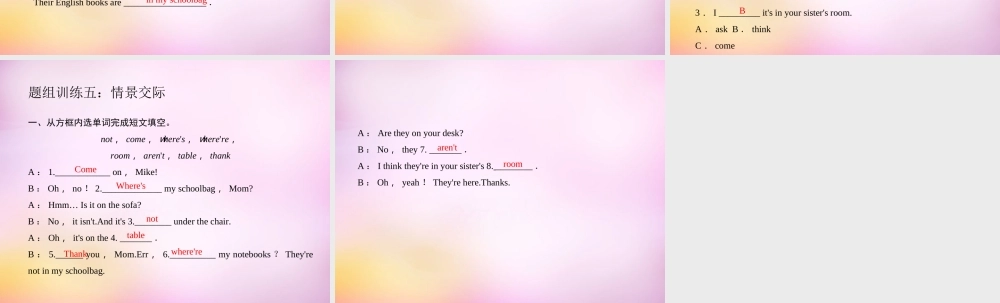 2【练闯考】Unit 4 Where's my schoolbag重难点题组训练课件.ppt