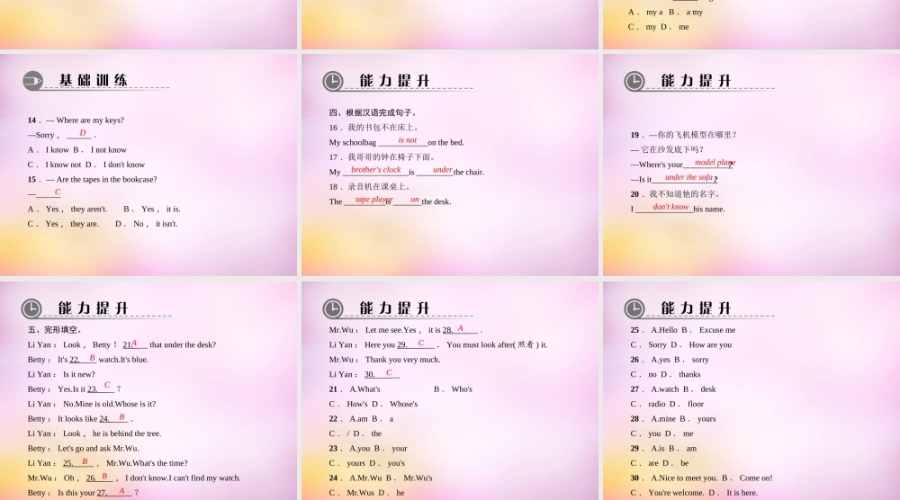 2【练闯考】Unit 4 Where's my schoolbag（第4课时）Section B（1a-1e）课件.ppt