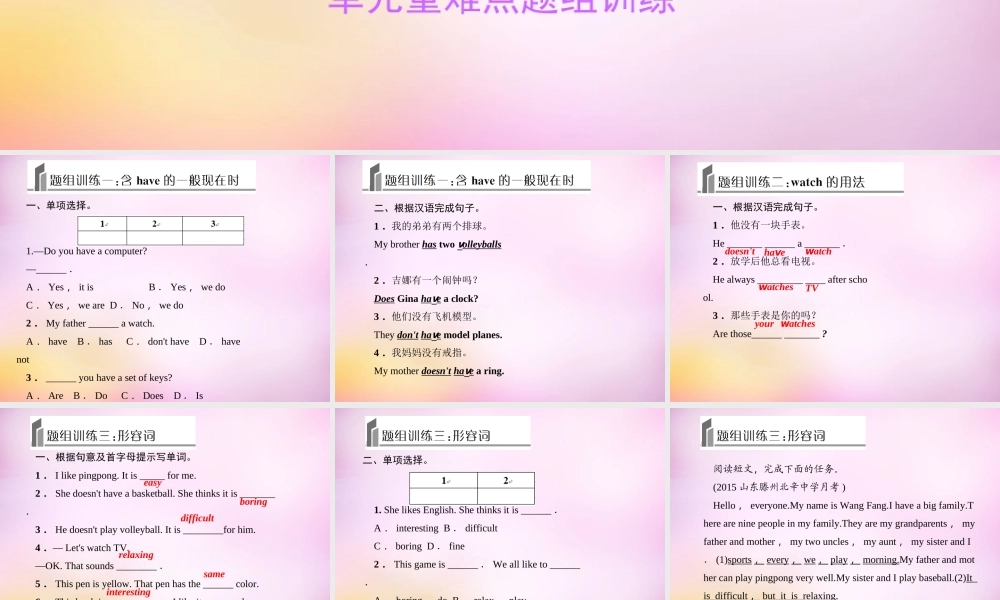 2【练闯考】Unit 5 Do you have a soccer ball重难点题组训练课件.ppt