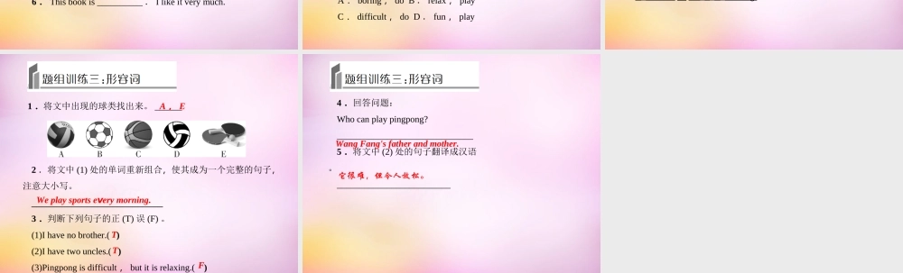 2【练闯考】Unit 5 Do you have a soccer ball重难点题组训练课件.ppt