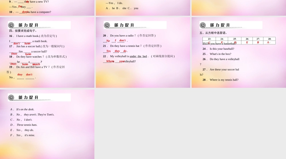 2【练闯考】Unit 5 Do you have a soccer ball（第1课时）Section A（1a-1c）课件.ppt