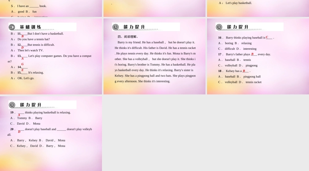 2【练闯考】Unit 5 Do you have a soccer ball（第4课时）Section B（1a-1d）课件.ppt