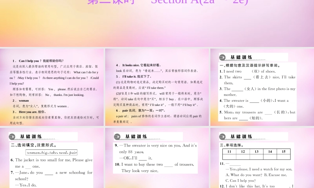 2【练闯考】Unit 7 How much are these socks（第2课时）Section A（2a-2e）课件.ppt