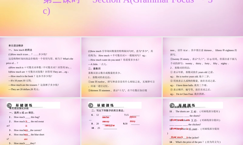 2【练闯考】Unit 7 How much are these socks（第3课时）Section A（Grammar Focus-3c）课件.ppt