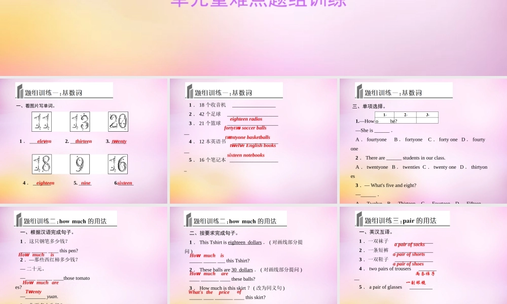 2【练闯考】Unit 7 How much are these socks重难点题组训练课件.ppt