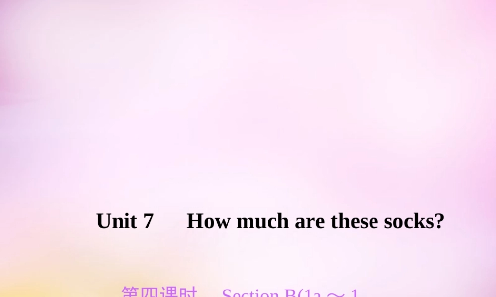 2【练闯考】Unit 7 How much are these socks（第4课时）Section B（1a-1e）课件.ppt