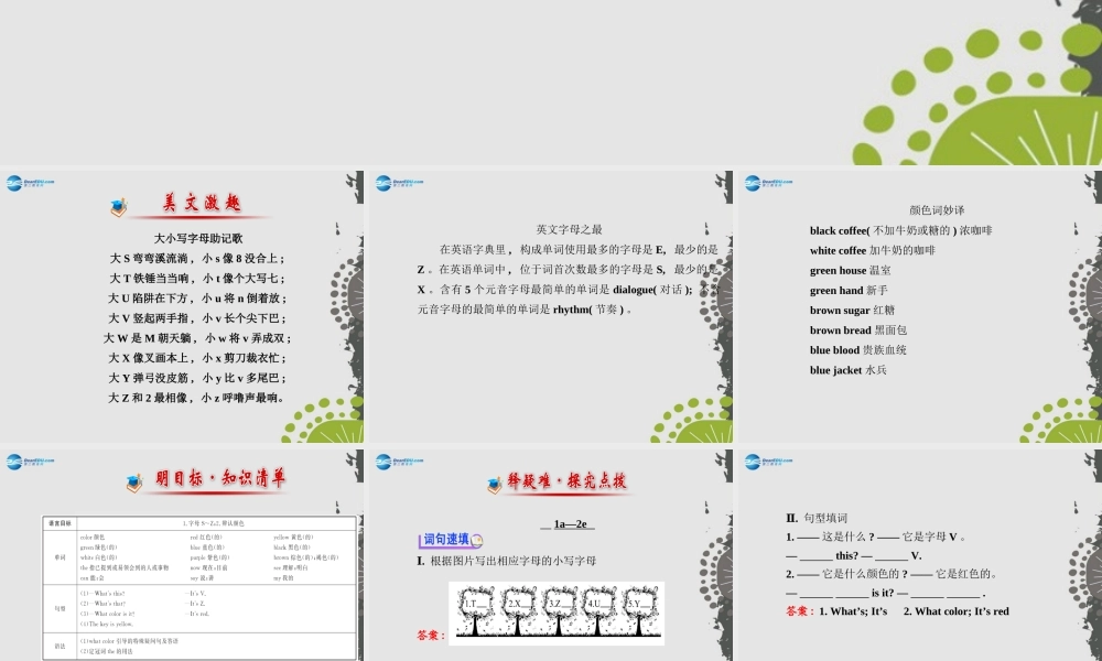 3【世纪金榜】Starter Unit 3 What color is it？课件.ppt