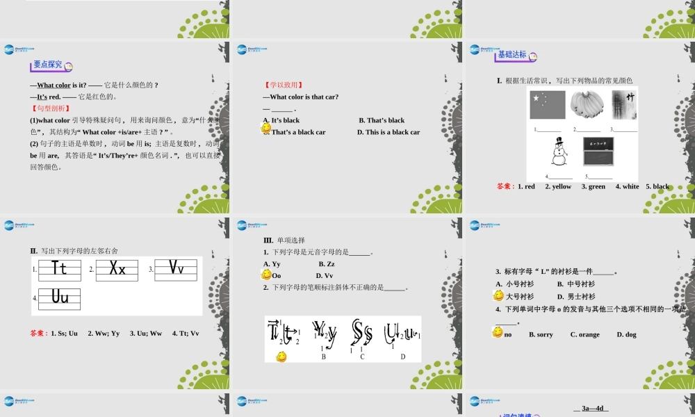 3【世纪金榜】Starter Unit 3 What color is it？课件.ppt