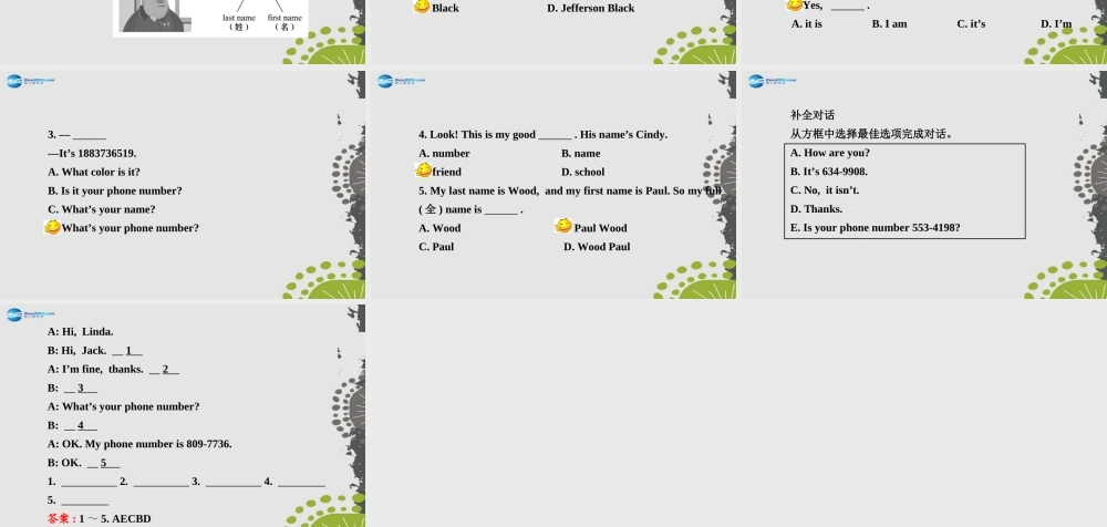 3【世纪金榜】Unit 1 My name’s Gina Section B（2a—2c）课件.ppt