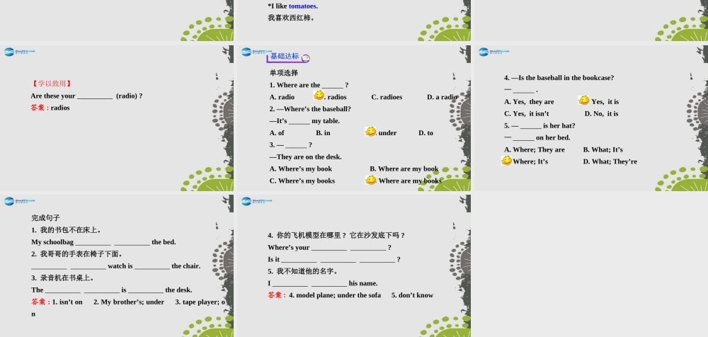 3【世纪金榜】Unit 4 Where’s my schoolbag？Section B（1a—1e）课件.ppt