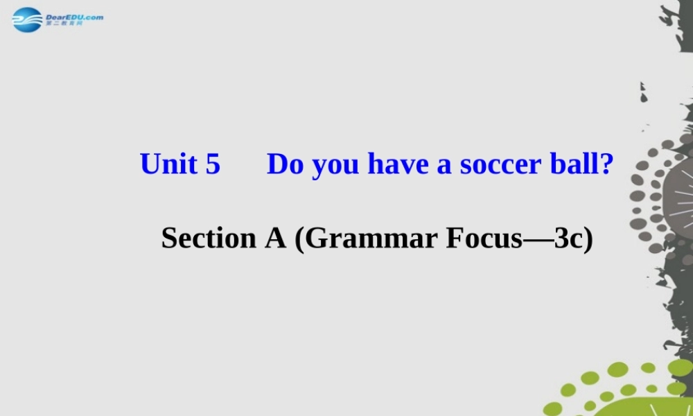 3【世纪金榜】Unit 5 Do you have a soccer ball？Section A（Grammar Focus—3c）课件.ppt