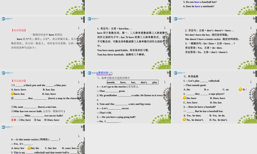 3【世纪金榜】Unit 5 Do you have a soccer ball？Section A（Grammar Focus—3c）课件.ppt