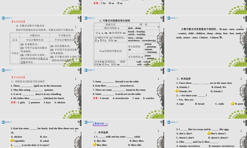 3【世纪金榜】Unit 6 Do you like bananas？Section A（Grammar Focus—3c）课件.ppt
