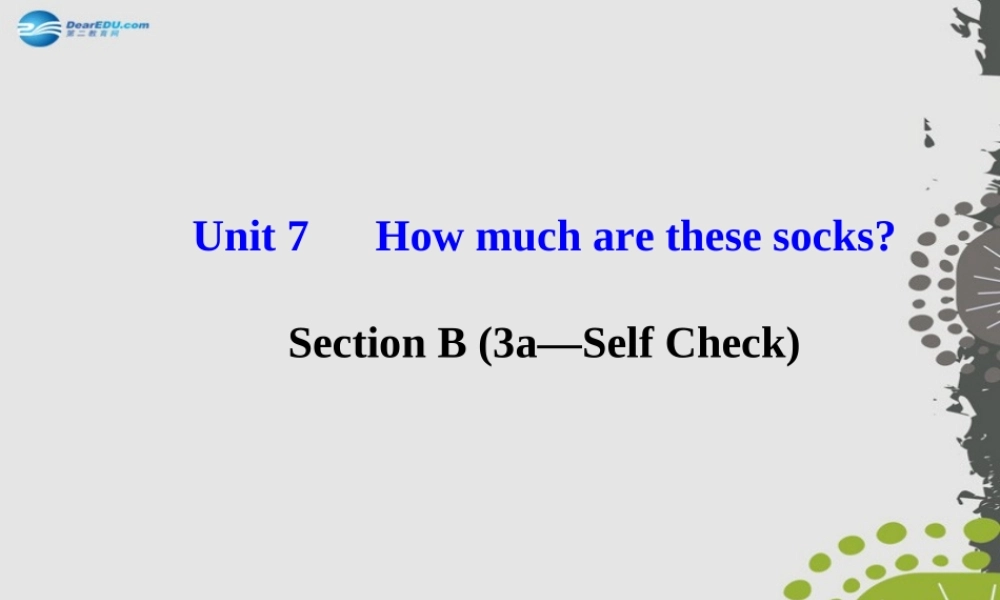 3【世纪金榜】Unit 7 How much are these socks？Section B（3a—Self Check）课件.ppt