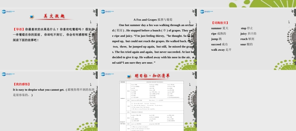 3【世纪金榜】Unit 6 Do you like bananas？课件.ppt