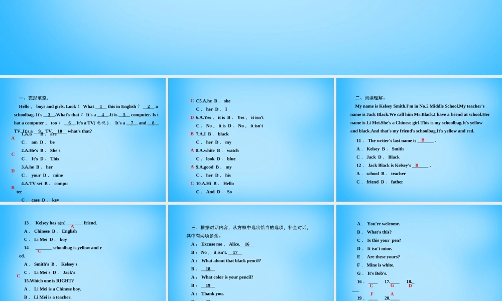 5【名师导航】Unit 3 Is this your pencil？ Section A阅读与情景交际课件.ppt