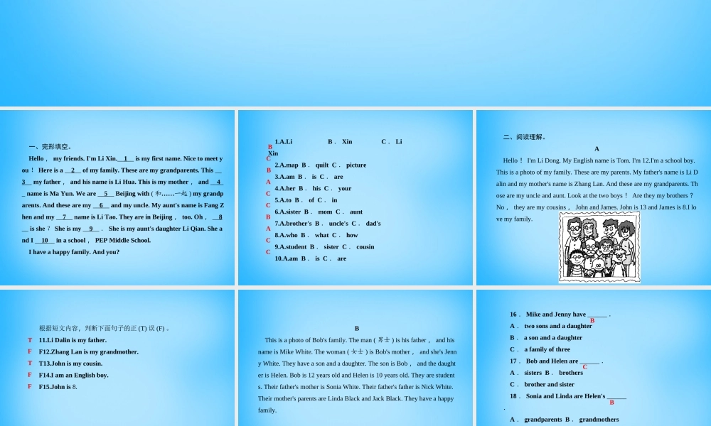 5【名师导航】Unit 2 This is my sister Section B语篇能力提升课件.ppt