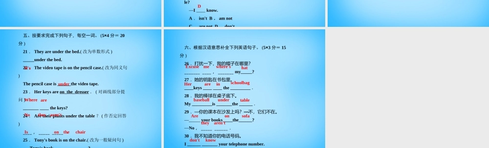 5【名师导航】Unit 4 Where's my schoolbag？（第三课时）Section A(Grammar Focus-3c)课件.ppt