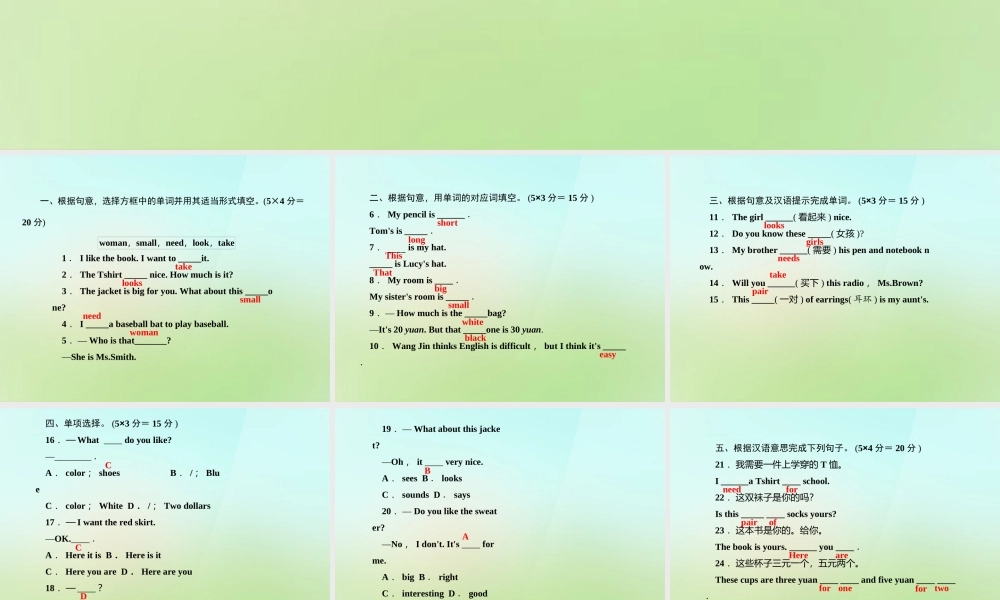 5【名师导航】Unit 7 How much are these socks？（第二课时）Section A(2a-2e)课件.ppt