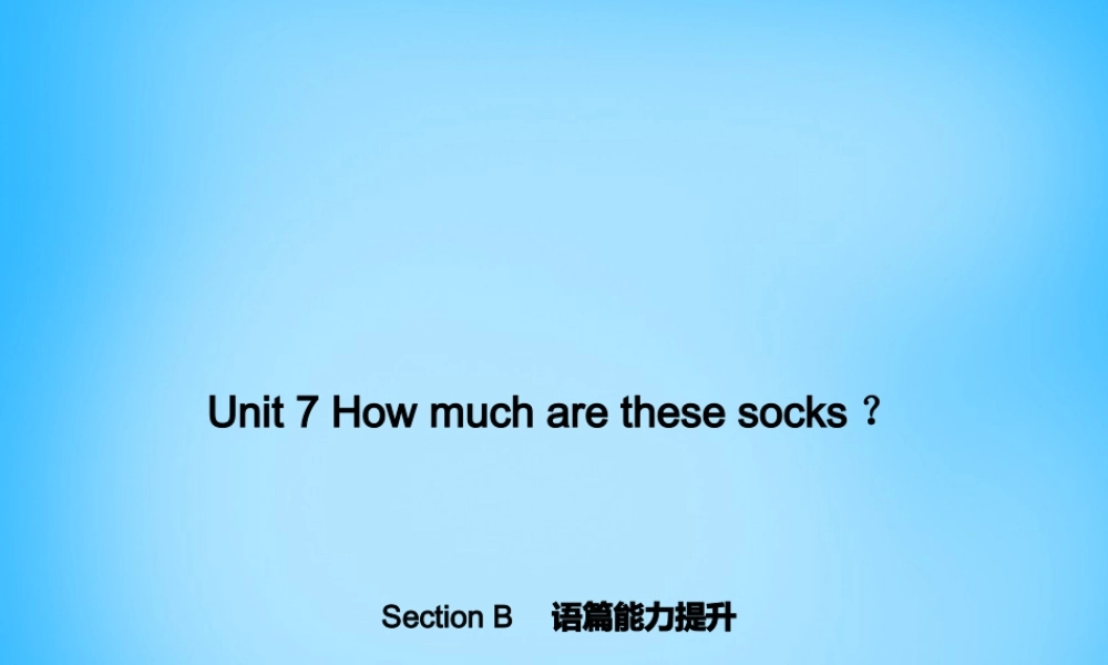 5【名师导航】Unit 7 How much are these socks？Section B语篇能力提升课件.ppt