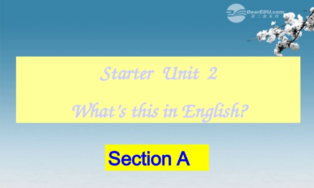 6【名师课件】Starter Unit 2 What's this in English Section A课件.ppt