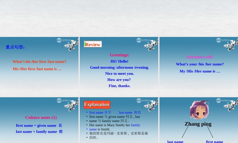 6【名师课件】Unit 1 My name’s is Gina Period 2课件.ppt