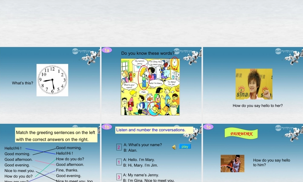 6【名师课件】Unit 1 My name’s Gina. Section A课件.ppt