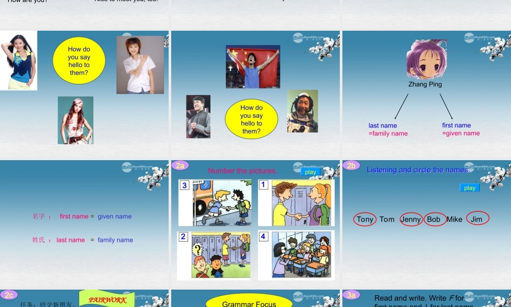 6【名师课件】Unit 1 My name’s Gina. Section A课件.ppt