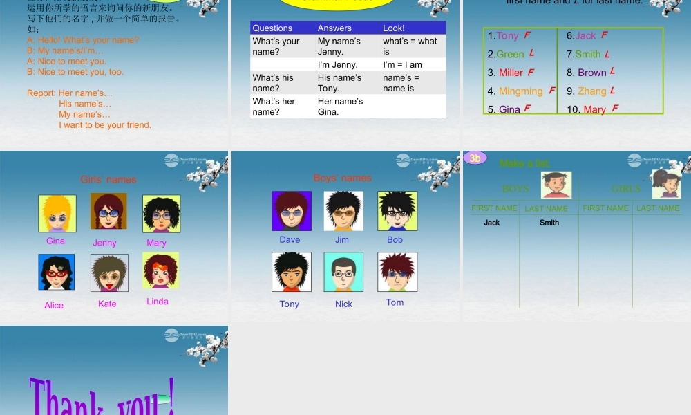 6【名师课件】Unit 1 My name’s Gina. Section A课件.ppt