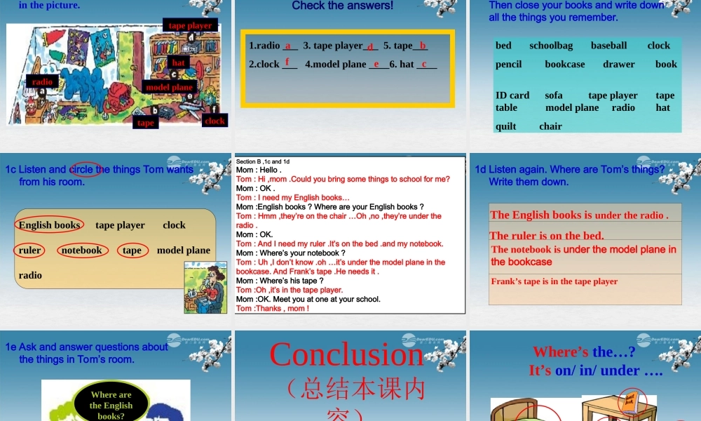 6【名师课件】Unit 4 Where’s my schoolbag sectionB(1a-1e)课件.PPT