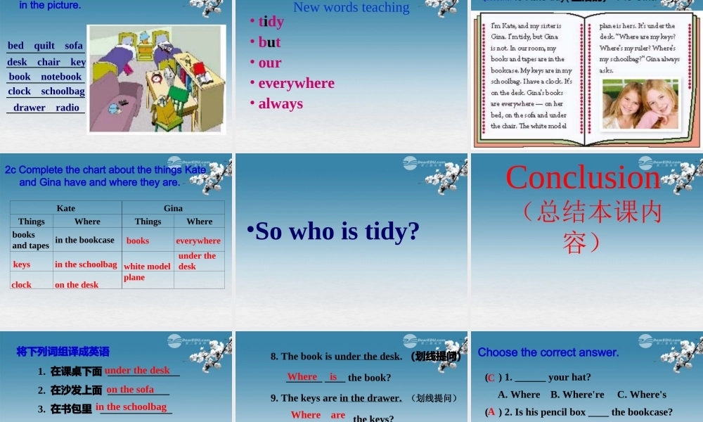 6【名师课件】Unit 4 Where’s my schoolbag sectionB(2a-2c)课件.PPT